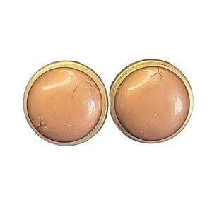 Vintage Bronze Colored Dome Clip On Earrings, Retro, Unsigned, Estate 80s Style